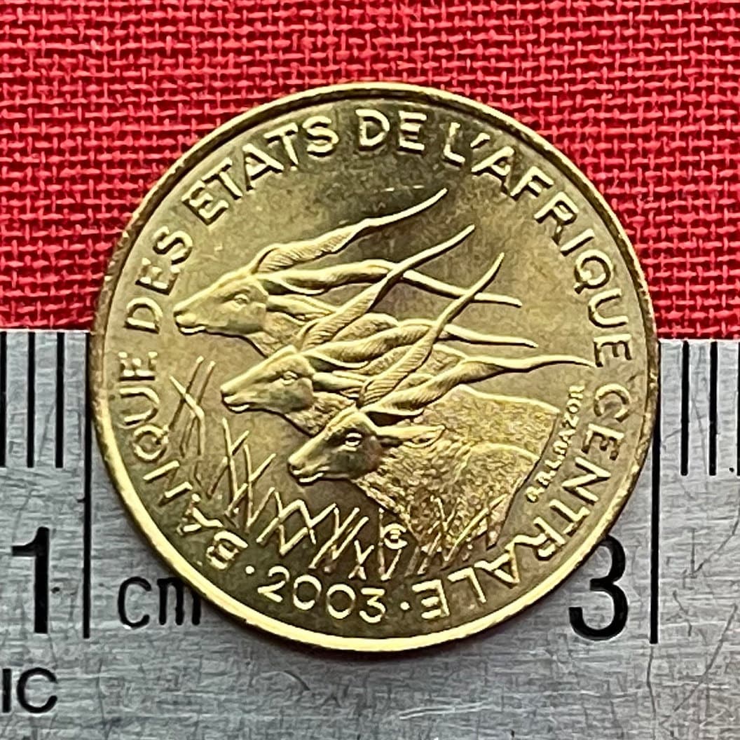 Giant Elands 5 Francs Central African States Authentic Coin Money for Jewelry and Craft Making (Lord Derby Eland) 2003 (Hunting) (Antelope)