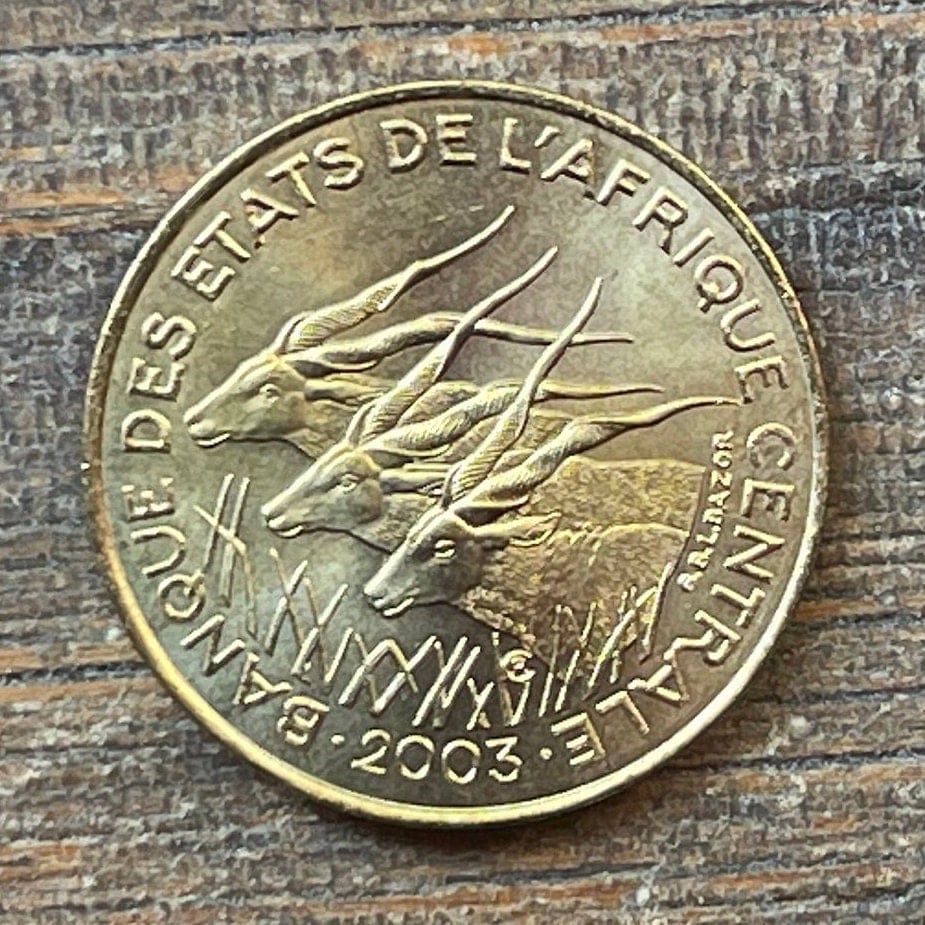 Giant Elands 5 Francs Central African States Authentic Coin Money for Jewelry and Craft Making (Lord Derby Eland) 2003 (Hunting) (Antelope)