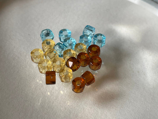 6mm Czech glass roller beads, choose color or mixed, honey, aqua, gold (lot of 20), fire polished crystal, large hole