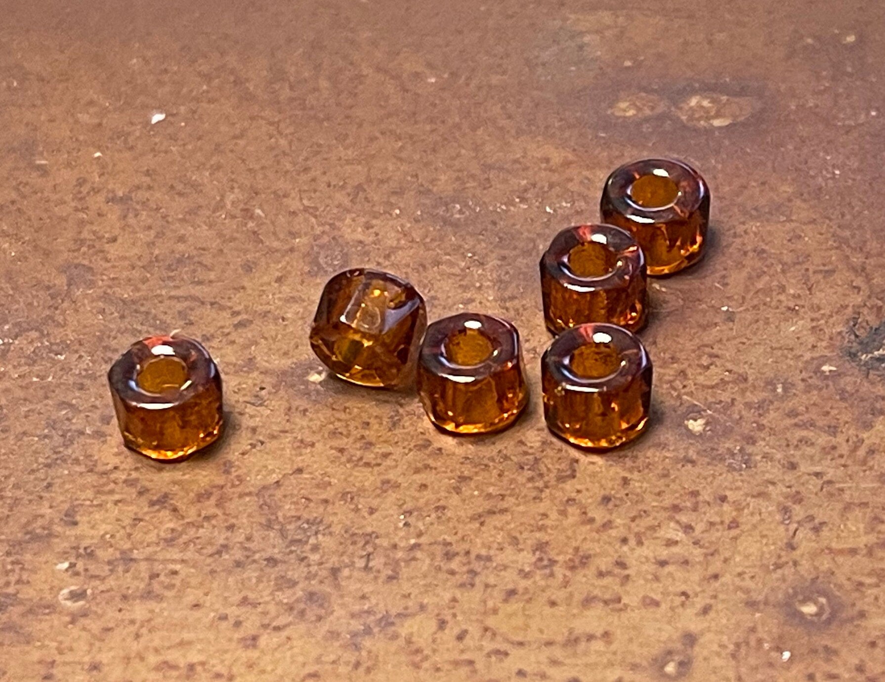 6mm Czech glass roller beads, choose color or mixed, honey, aqua, gold (lot of 20), fire polished crystal, large hole