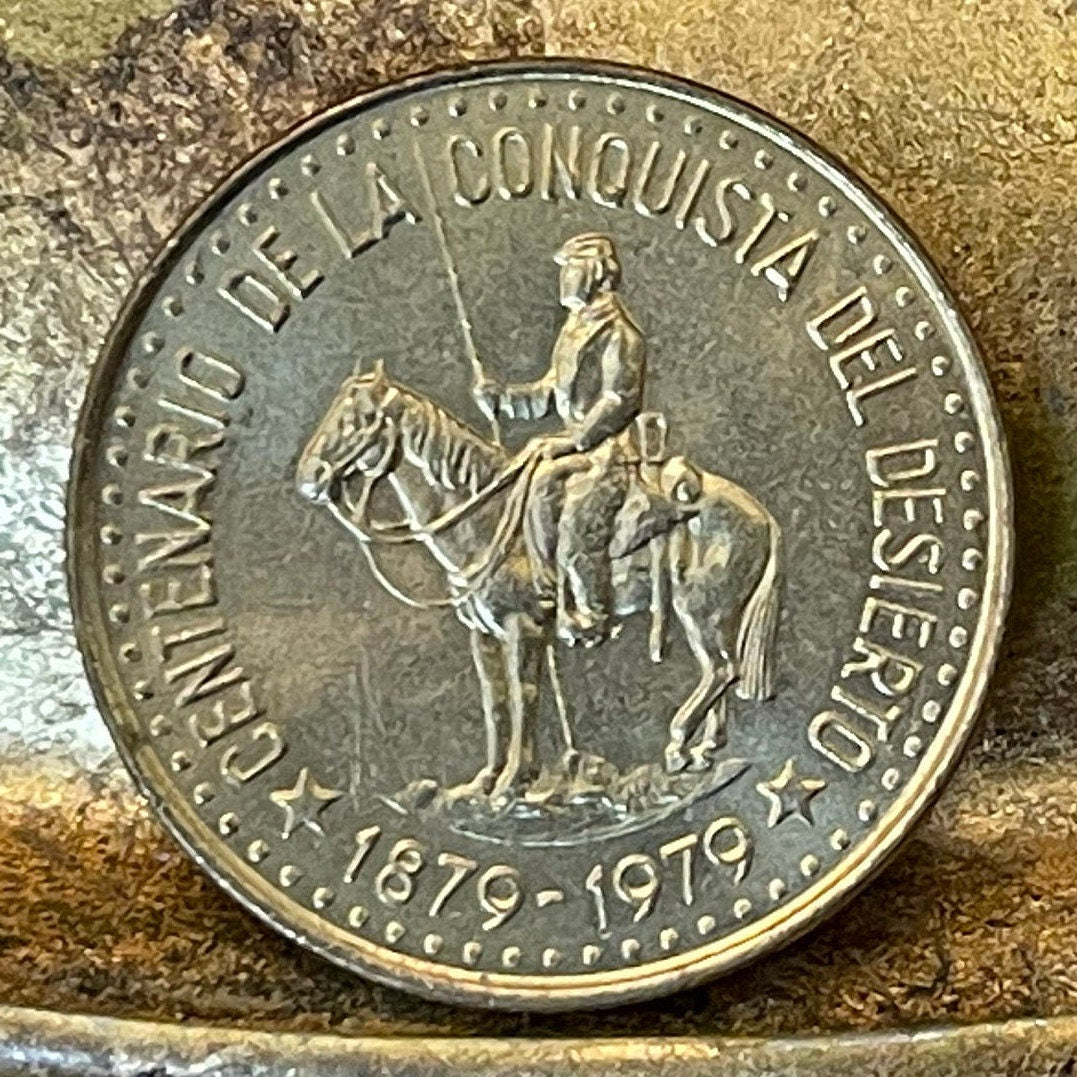 Cavalry Rider Conquest of Patagonia Desert 50 Pesos Argentina Authentic Coin Money for Jewelry (1979) (Desert Conquest) (Horseback)