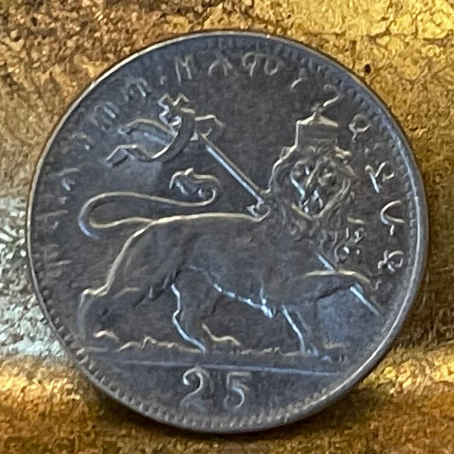 Emperor Haile Selassie & Lion of Judah 25 Matonas Ethiopia Authentic Coin Money for Jewelry and Craft Making (1931) (Rastafarian)