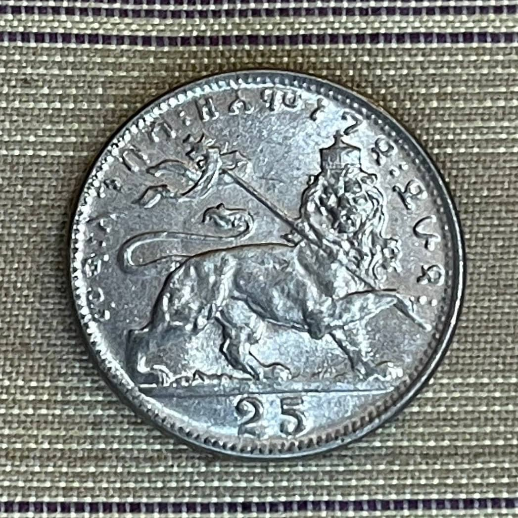 Emperor Haile Selassie & Lion of Judah 25 Matonas Ethiopia Authentic Coin Money for Jewelry and Craft Making (1931) (Rastafarian)