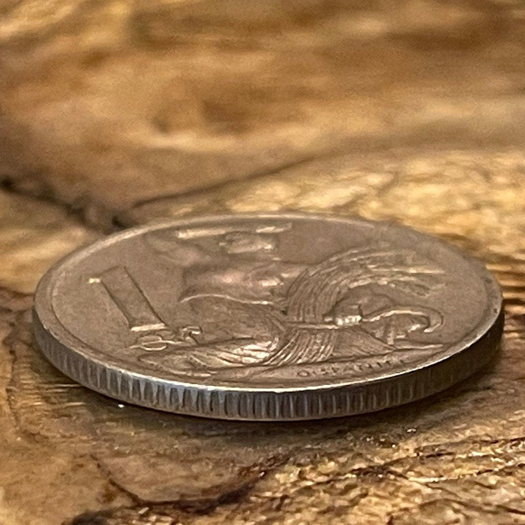 Woman Harvesting & Bohemian Lion 1 Koruna Czechoslovakia Authentic Coin Money for Jewelry (Otakar Spaniel) (Sheaf and Sickle) (Double-Tail)
