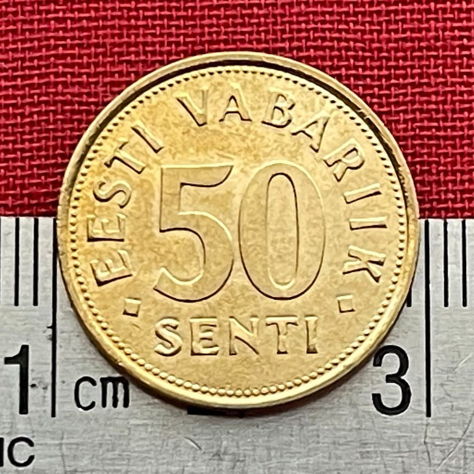 Three Estonia Lions Passant Gardant 50 Senti Authentic Coin Money for Jewelry and Craft Making