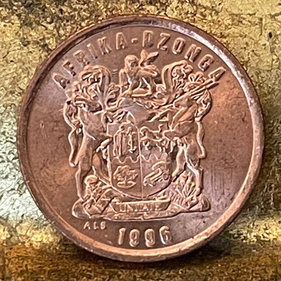 Paradise Crane (Copper) 5 Cents South Africa Authentic Coin Money for Jewelry (Heroism) (Blue Crane) (Power Through Unity) Resist Apartheid