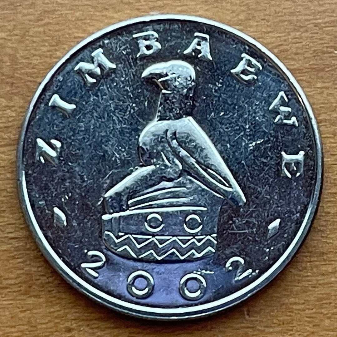 Great Zimbabwe City 1 Dollar Zimbabwe Authentic Coin Money for Jewelry and Craft Making (Great Zimbabwe Bird) (Bacheleur Eagle) (Shona)
