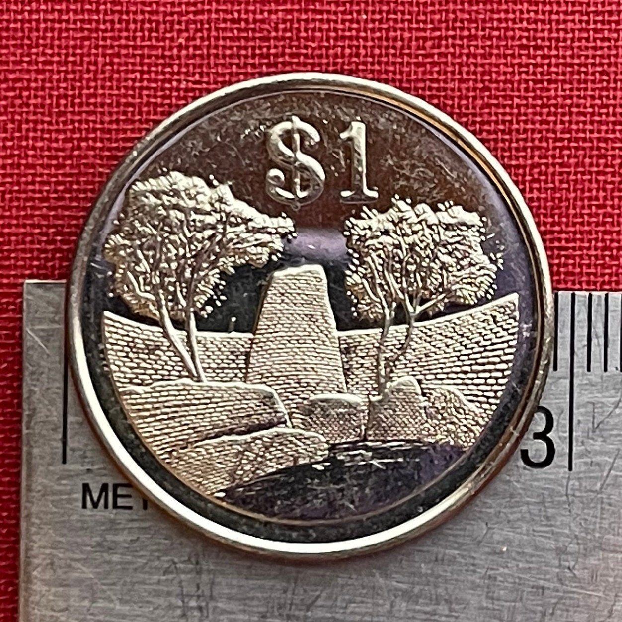 Great Zimbabwe City 1 Dollar Zimbabwe Authentic Coin Money for Jewelry and Craft Making (Great Zimbabwe Bird) (Bacheleur Eagle) (Shona)