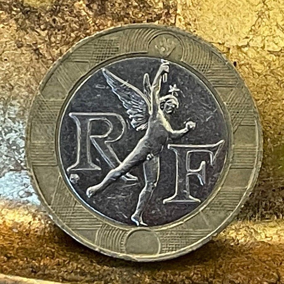 Genius of Liberty 10 Francs France Authentic Coin Money for Jewelry and Craft Making (Génie de la Liberté) Bimetallic (July Column) Hot Guy