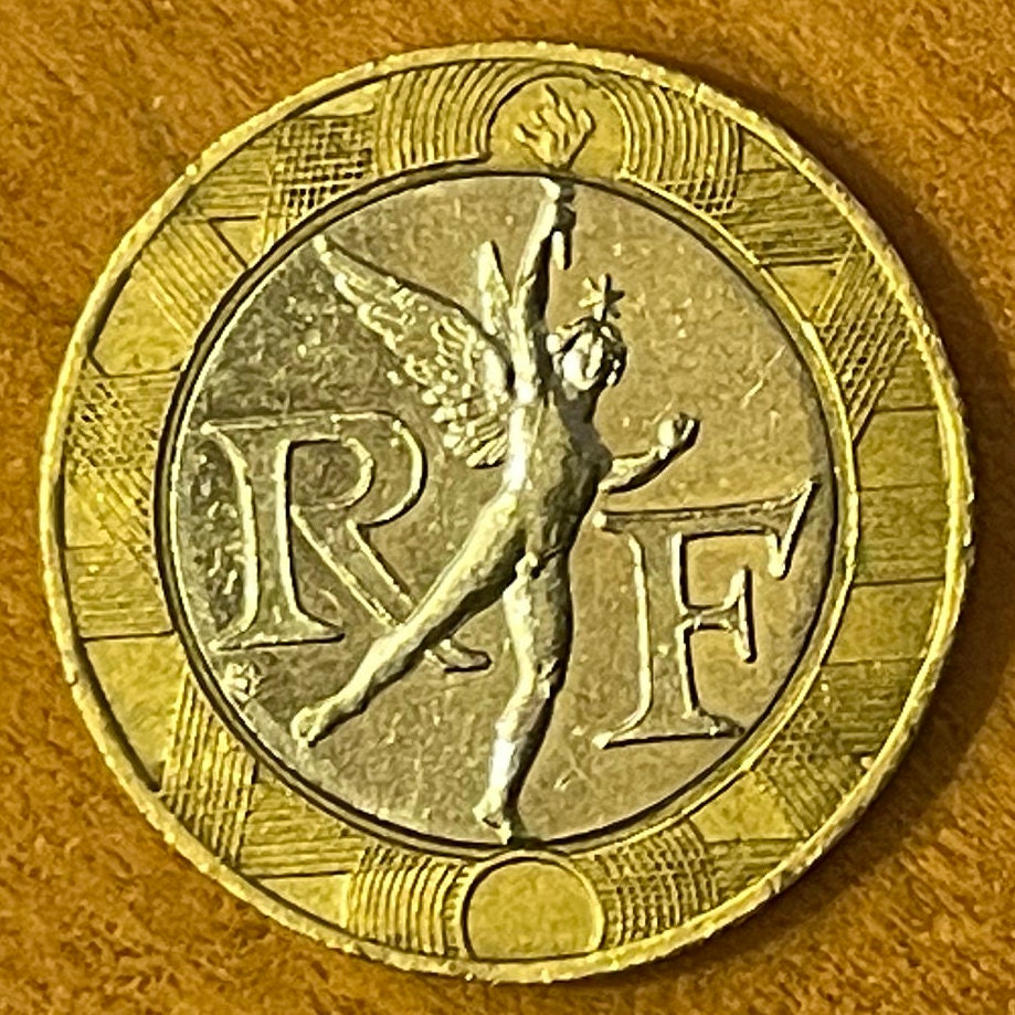 Genius of Liberty 10 Francs France Authentic Coin Money for Jewelry and Craft Making (Génie de la Liberté) Bimetallic (July Column) Hot Guy