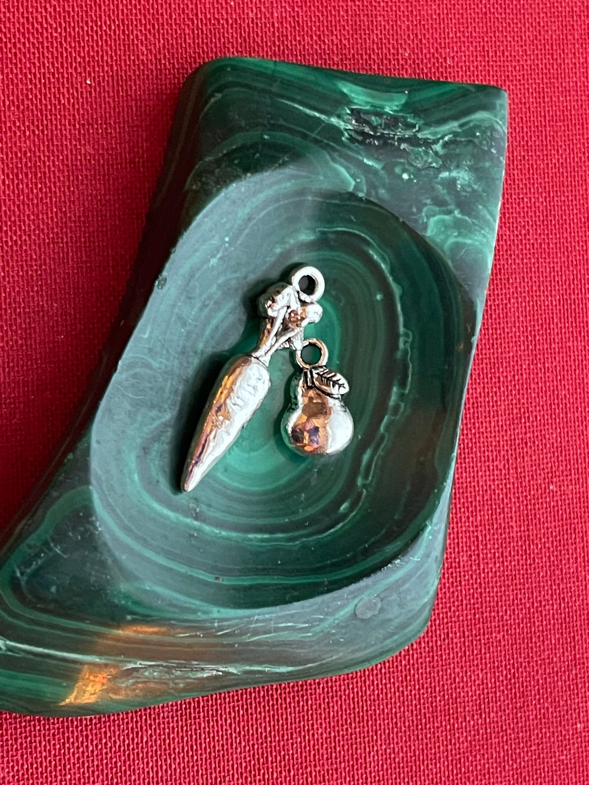 Carrot & Pear charms - choice or set - Antique Silver tone - vegetable, fruit, gardening, farm - charms, pendants for jewelry