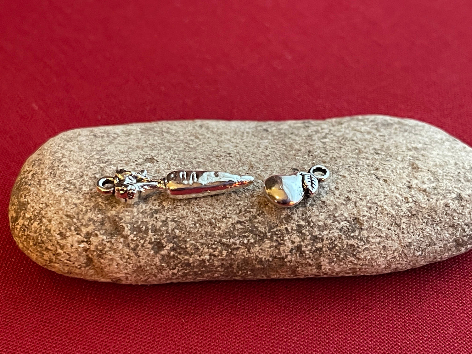 Carrot & Pear charms - choice or set - Antique Silver tone - vegetable, fruit, gardening, farm - charms, pendants for jewelry