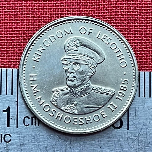 King Moshoeshoe II & Mokorotlo Hat-wearing Woman weaves Basotho Basket 25 Lisente Lesotho Authentic Coin Money for Jewelry and Craft Making