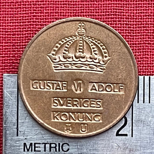 Crown of King Gustaf VI Adolf 2 Ore Sweden Authentic Coin Money for Jewelry and Craft Making (Indented Coin)