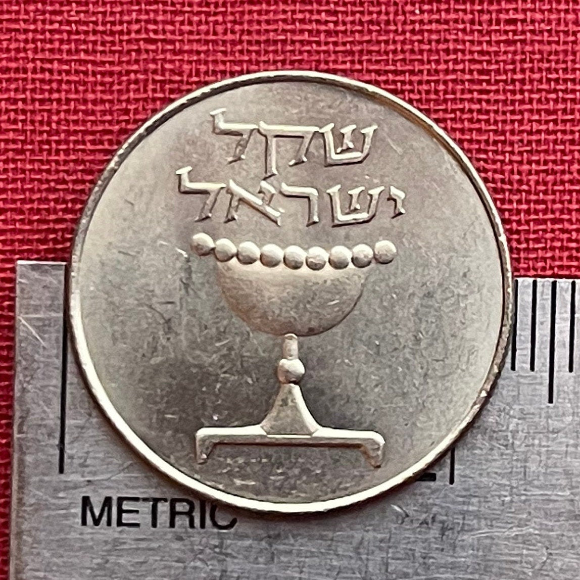 Omer Cup & Menorah 1 Sheqel Israel Authentic Coin Money for Jewelry and Craft Making (Hanukkah) (Sabbath Offering) (Passover Second Day)