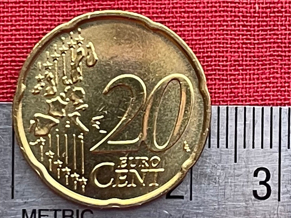 Futurist Sculpture "Unique Forms of Continuity in Space" 20 Euro Cents Italy Authentic Coin Money for Jewelry (Umberto Boccioni) (Marinetti)