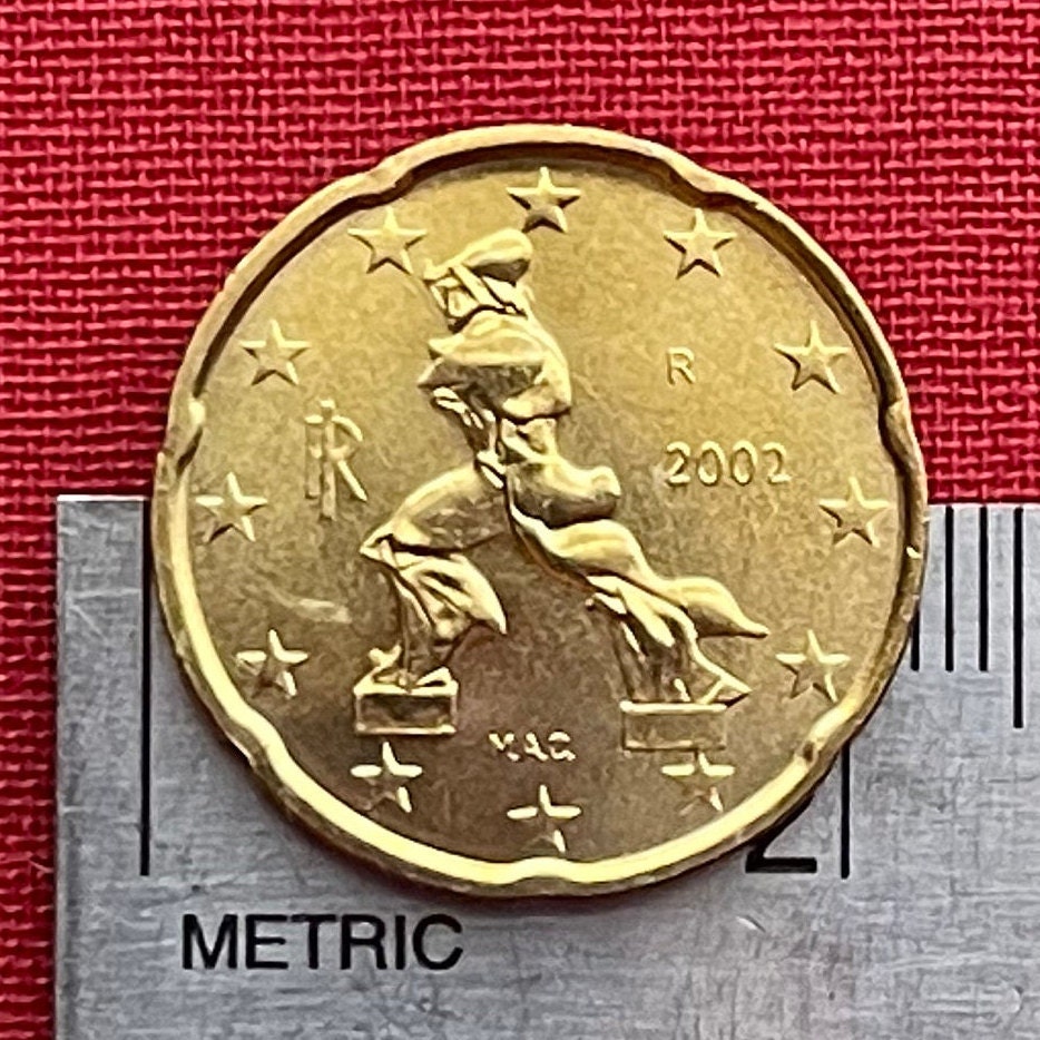 Futurist Sculpture "Unique Forms of Continuity in Space" 20 Euro Cents Italy Authentic Coin Money for Jewelry (Umberto Boccioni) (Marinetti)