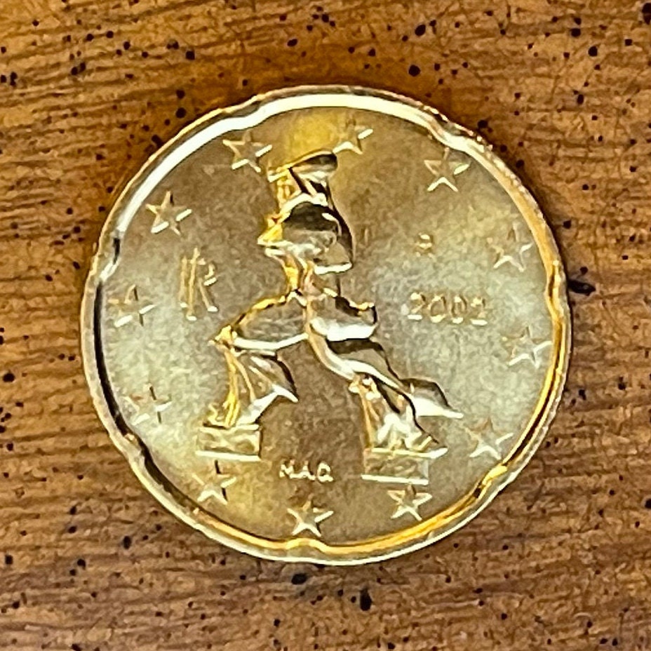 Futurist Sculpture "Unique Forms of Continuity in Space" 20 Euro Cents Italy Authentic Coin Money for Jewelry (Umberto Boccioni) (Marinetti)