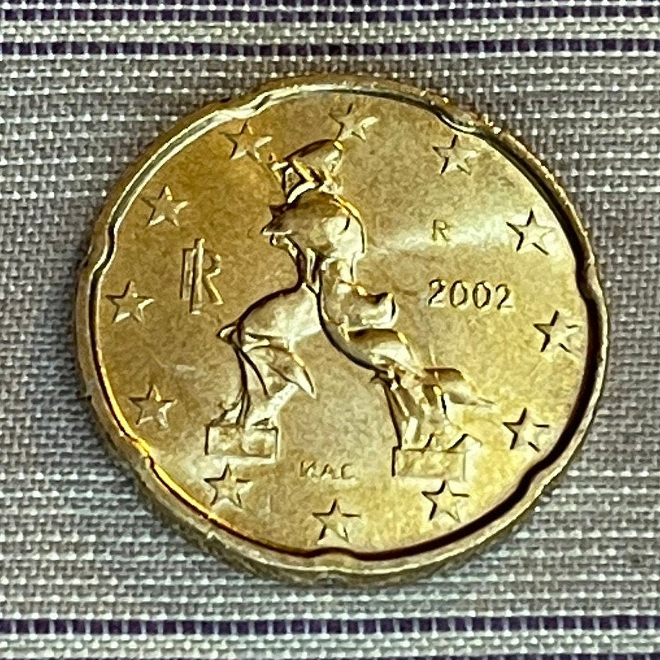Futurist Sculpture "Unique Forms of Continuity in Space" 20 Euro Cents Italy Authentic Coin Money for Jewelry (Umberto Boccioni) (Marinetti)