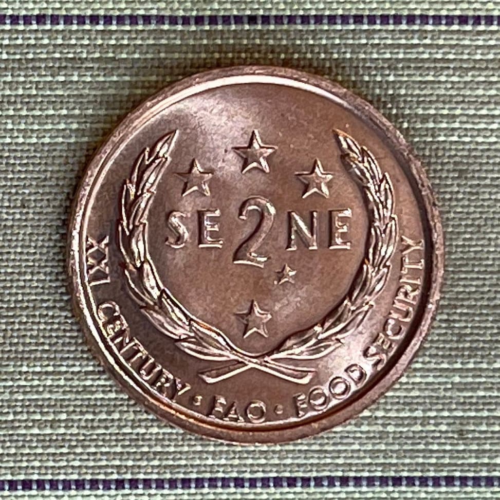 President Malietoa Tanumafili II & Southern Cross Constellation ("Crux") 2 Sene Western Samoa Authentic Coin Money for Jewelry (FAO) (Stars)