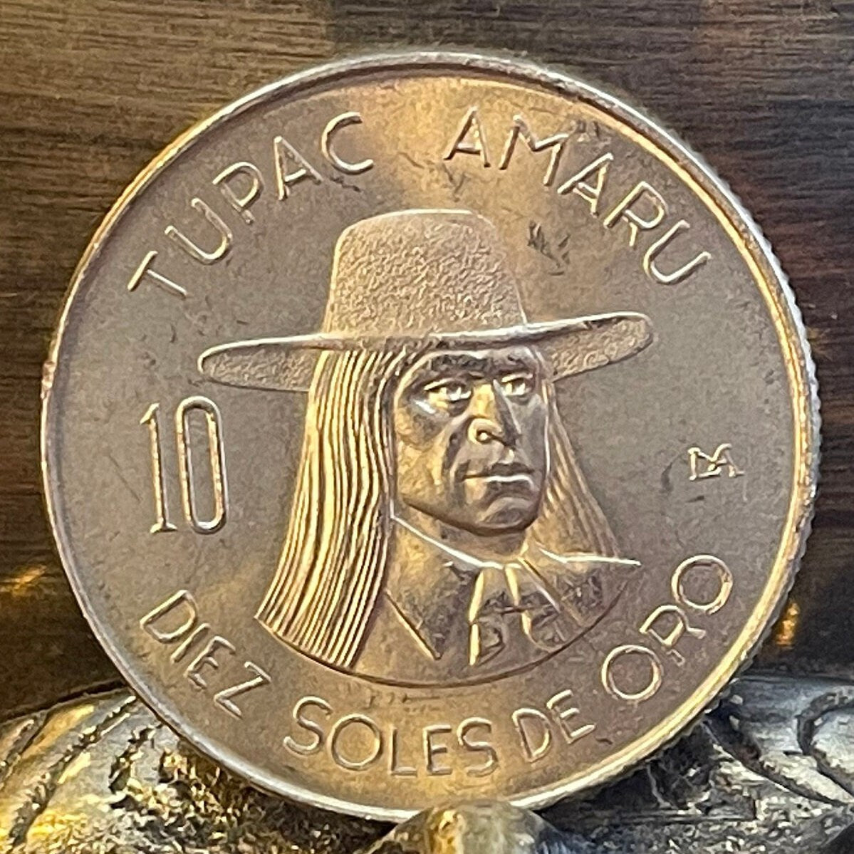 Revolutionary Tupac Amaru II 10 Soles (LARGE) Peru Authentic Coin Money for Jewelry and Craft Making (Indigenous Leader) (31 mm)