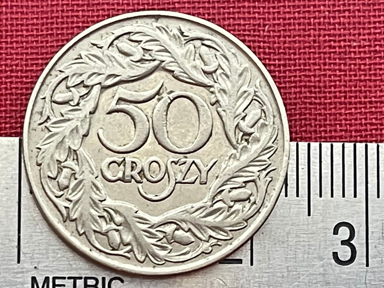 Crowned White Eagle 1923 50 Groszy Poland Authentic Coin Money for Jewelry and Craft Making (Second Polish Republic)