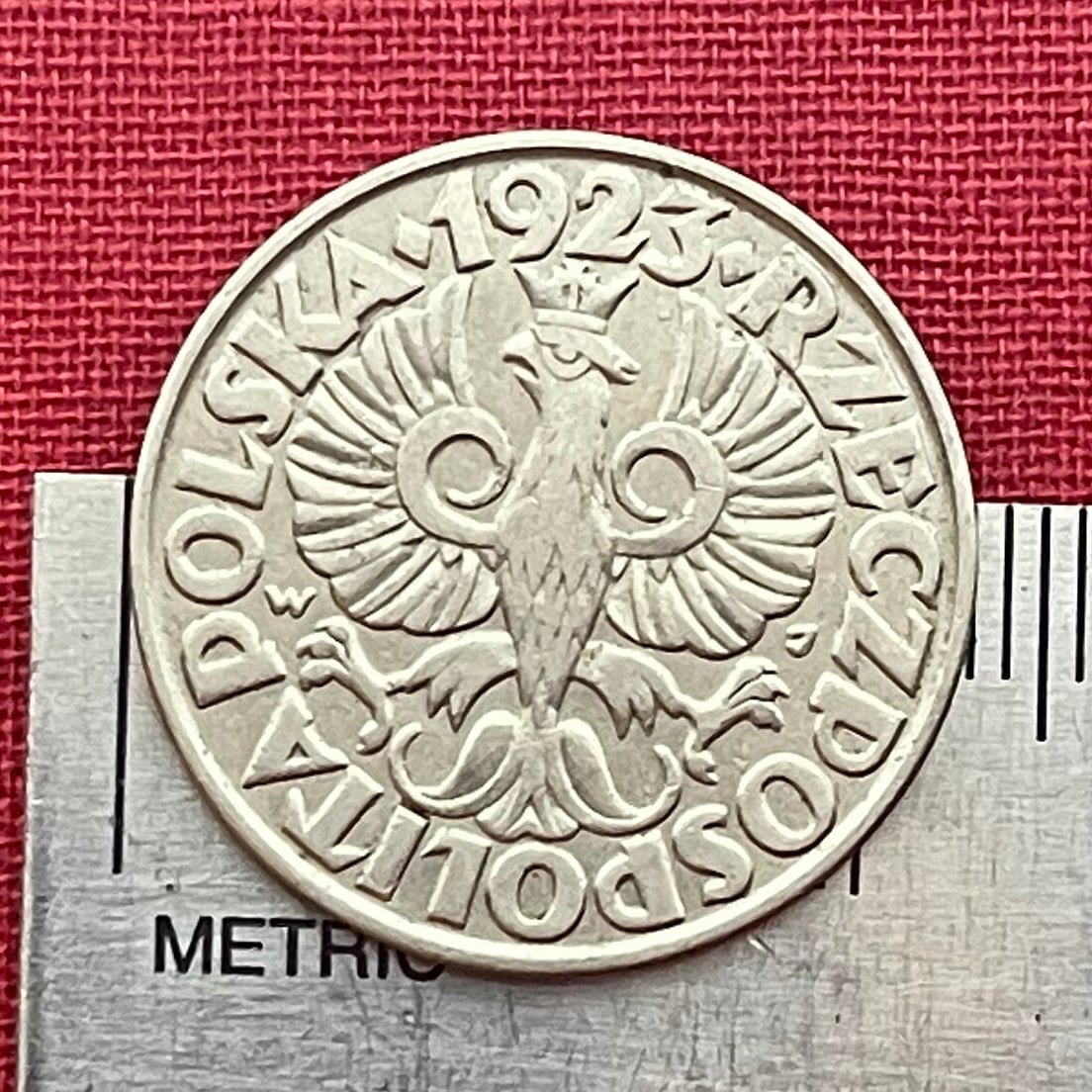 Crowned White Eagle 1923 50 Groszy Poland Authentic Coin Money for Jewelry and Craft Making (Second Polish Republic)