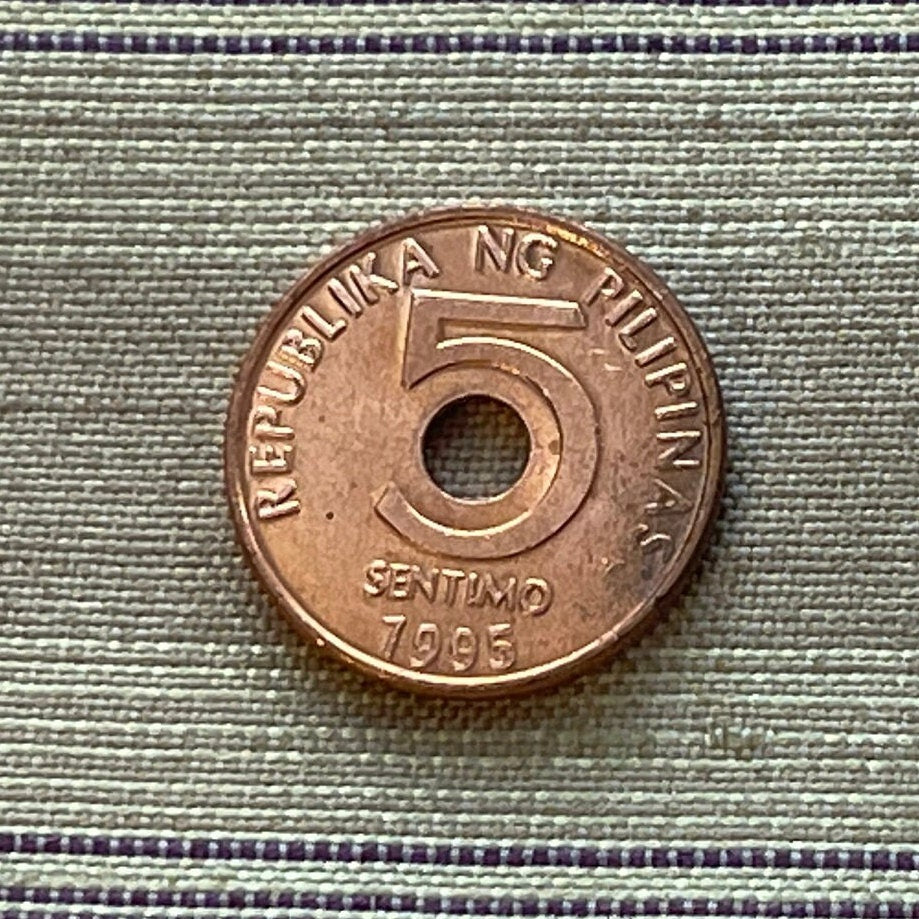 Hole in Five 5 Centimos Philippines Authentic Coin Money for Jewelry and Craft Making