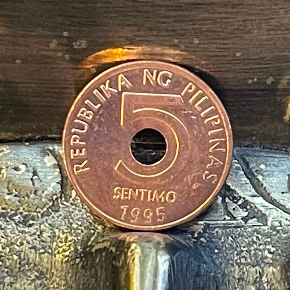 Hole in Five 5 Centimos Philippines Authentic Coin Money for Jewelry and Craft Making