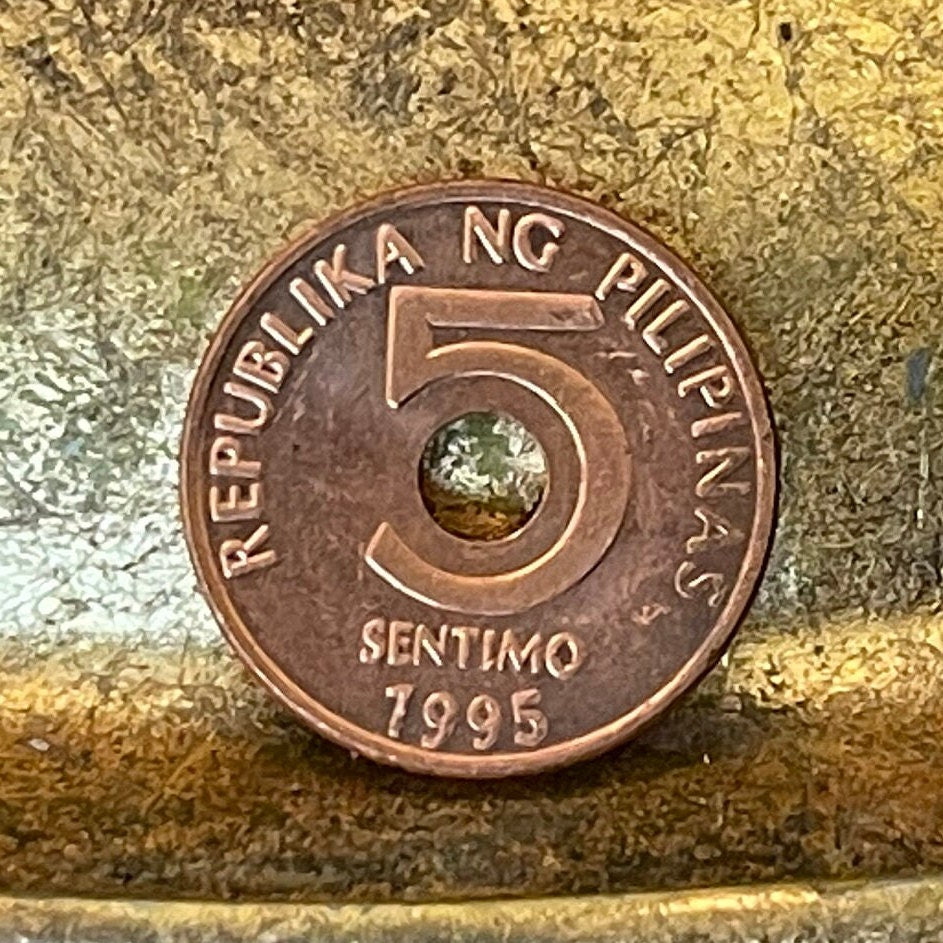 Hole in Five 5 Centimos Philippines Authentic Coin Money for Jewelry and Craft Making