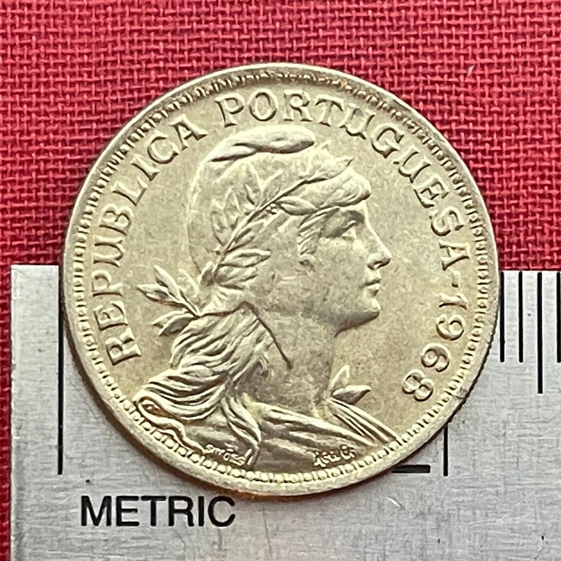 Effigy of the Republic 50 Centavos Portugal Authentic Coin Money for Jewelry and Craft Making (Phrygian Cap) (Liberty Cap)