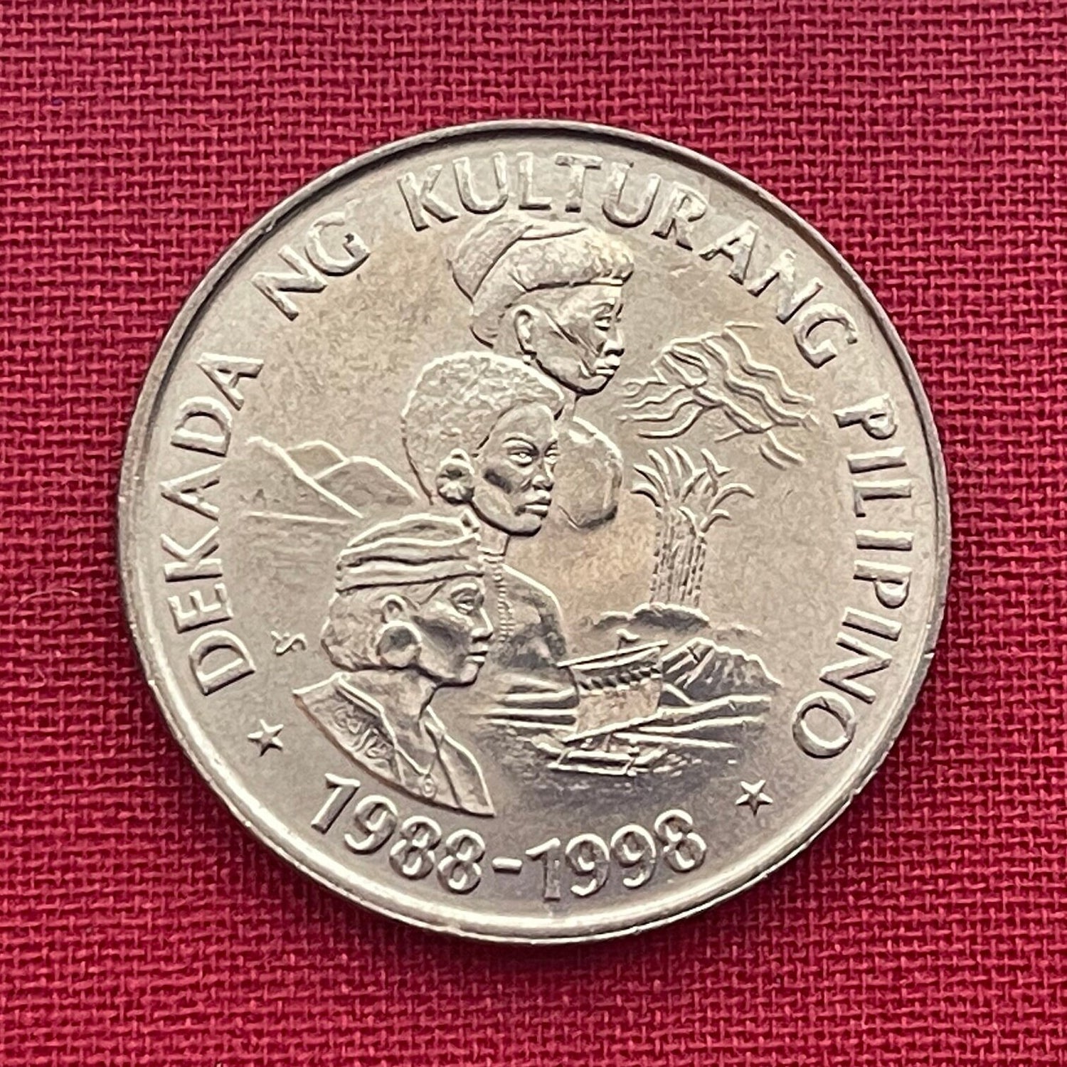 Diverse Filipino Cultures Aeta, Ifugao & Bagobo 1 Piso Philippines Authentic Coin Money for Jewelry and Craft Making (1989) (Indigenous)