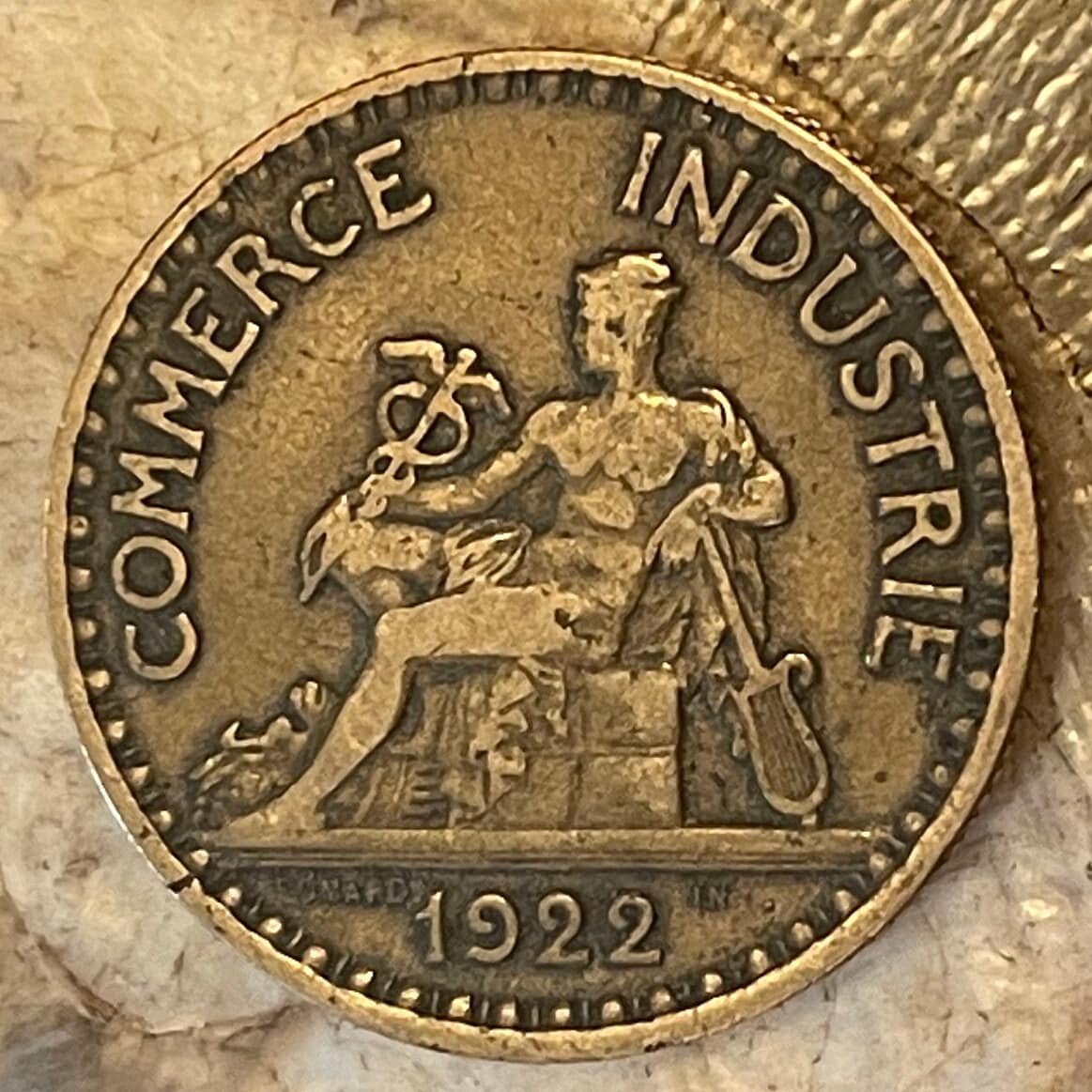 Mercury (Large) God of Commerce and Industry & Liberté, Égalité, Fraternité 2 Francs France Authentic Coin Money for Jewelry (Hermes)