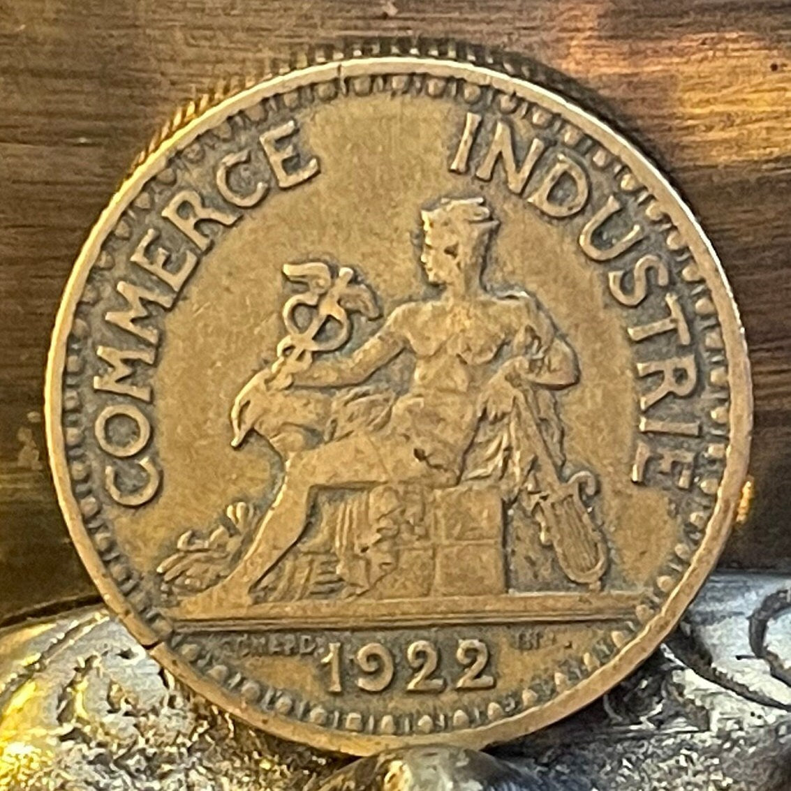 Mercury (Large) God of Commerce and Industry & Liberté, Égalité, Fraternité 2 Francs France Authentic Coin Money for Jewelry (Hermes)