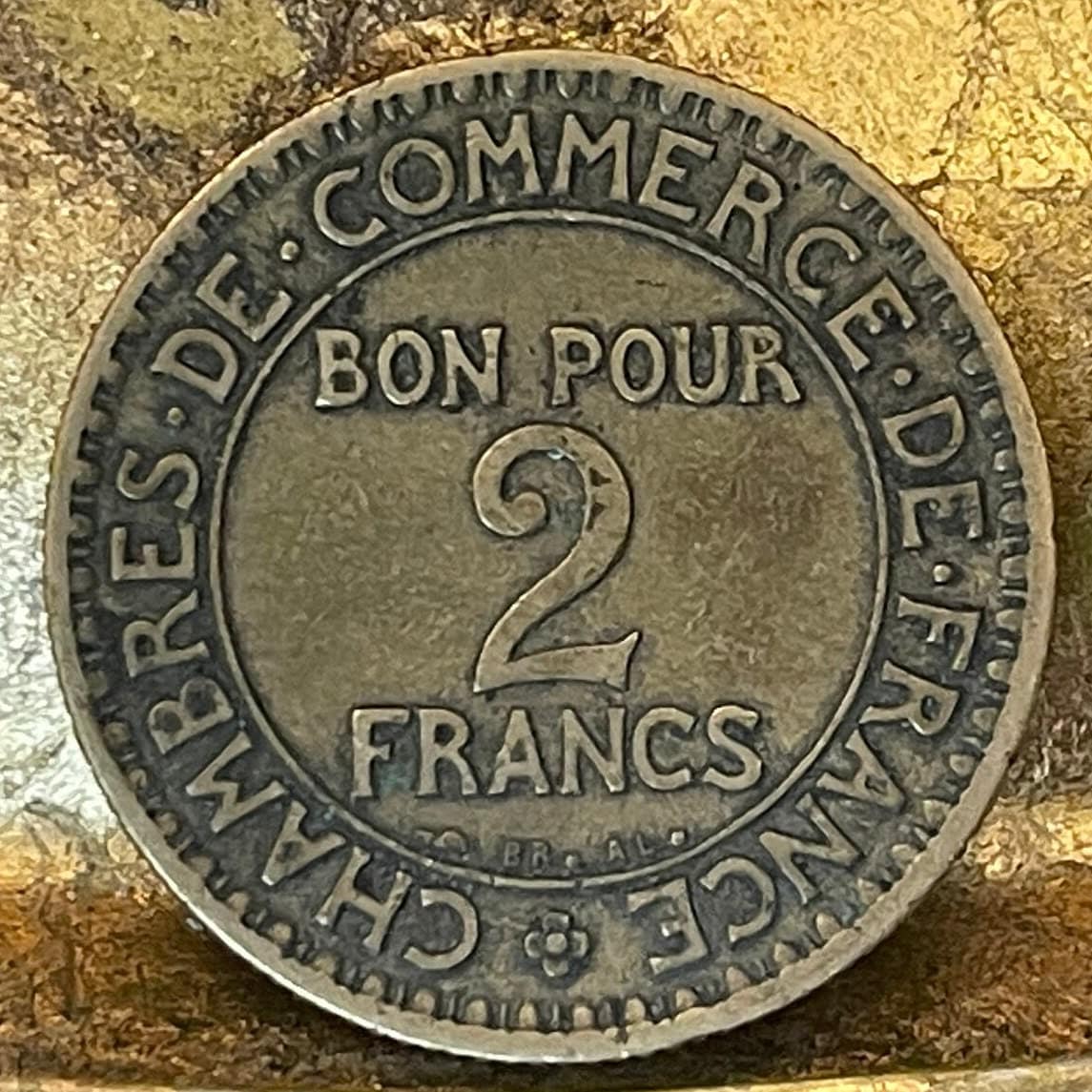 Mercury (Large) God of Commerce and Industry & Liberté, Égalité, Fraternité 2 Francs France Authentic Coin Money for Jewelry (Hermes)