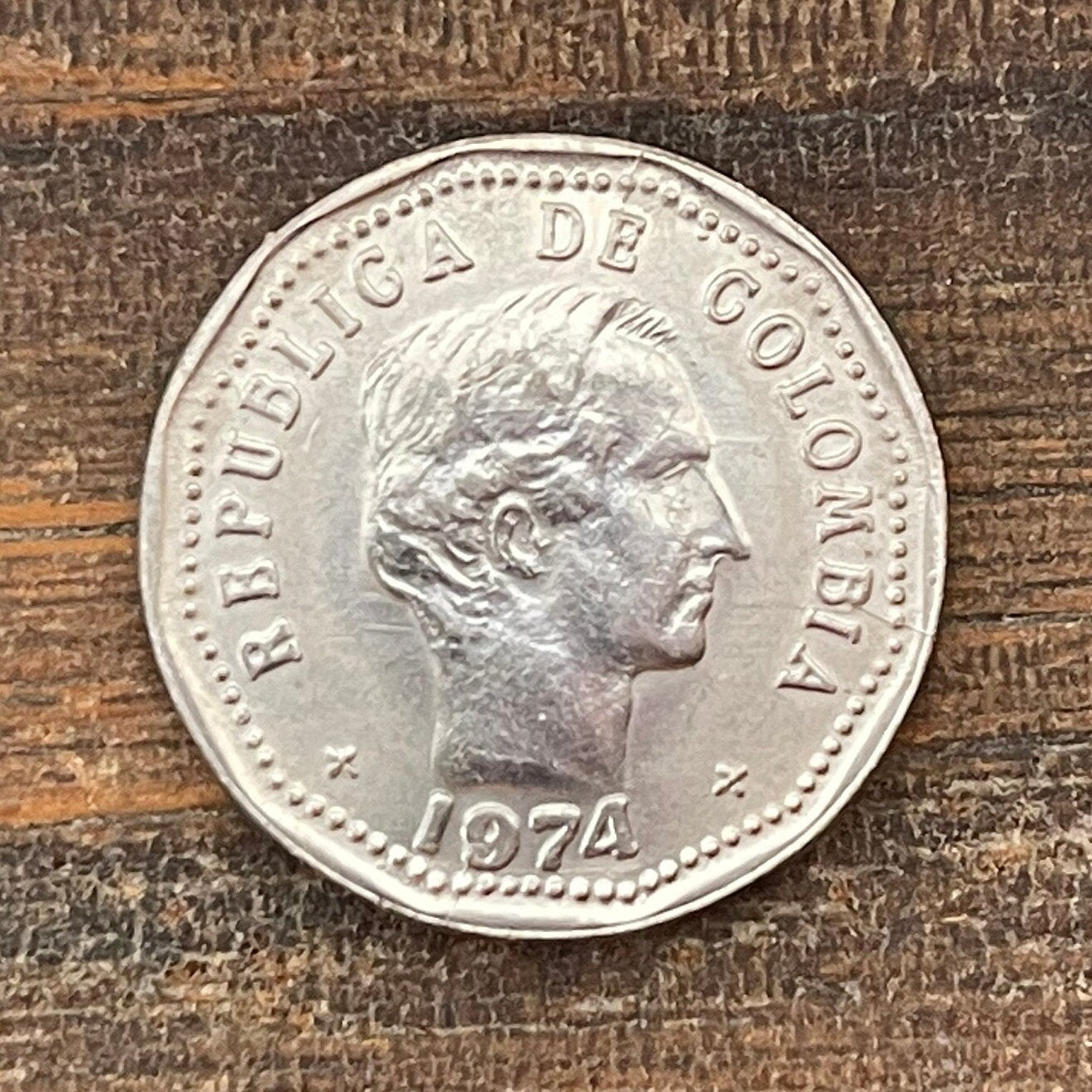 Francisco de Paula Santander 50 Centavos Colombia Authentic Coin Money for Jewelry (Man of the Laws) (War of Independence) (New Granada)