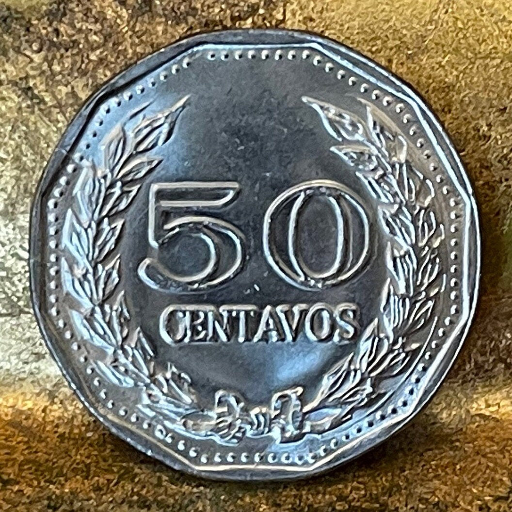 Francisco de Paula Santander 50 Centavos Colombia Authentic Coin Money for Jewelry (Man of the Laws) (War of Independence) (New Granada)