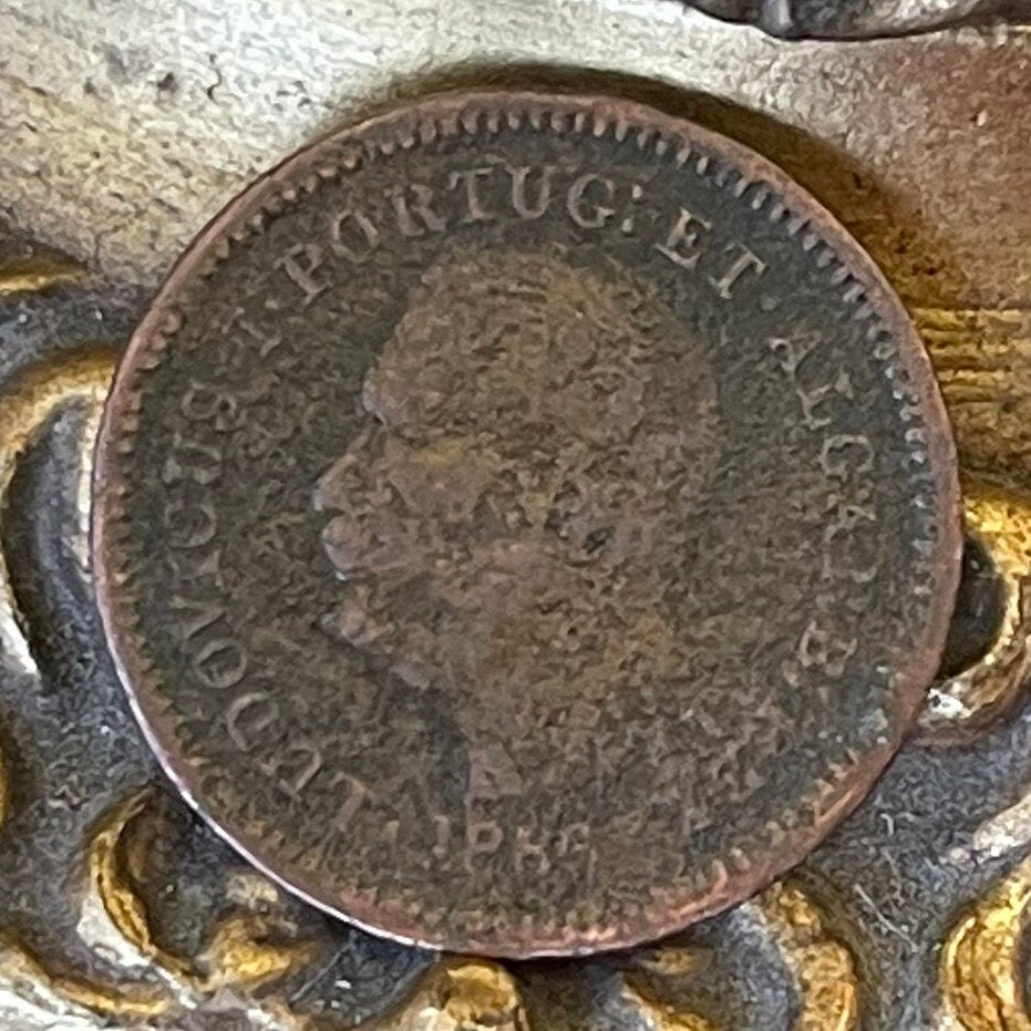 King Luís the Popular 1/8th Tanga Portuguese India Authentic Coin Money for Jewelry (Hamlet Translator) (Oitavo de Tanga) (Goa)