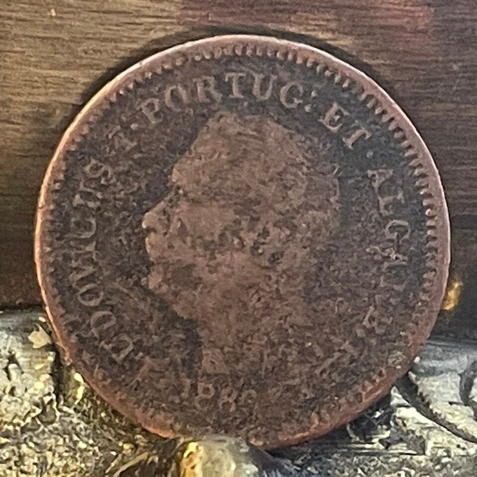 King Luís the Popular 1/8th Tanga Portuguese India Authentic Coin Money for Jewelry (Hamlet Translator) (Oitavo de Tanga) (Goa)