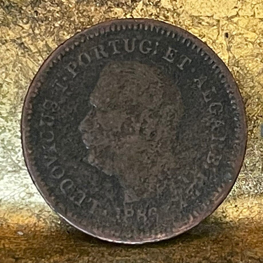 King Luís the Popular 1/8th Tanga Portuguese India Authentic Coin Money for Jewelry (Hamlet Translator) (Oitavo de Tanga) (Goa)