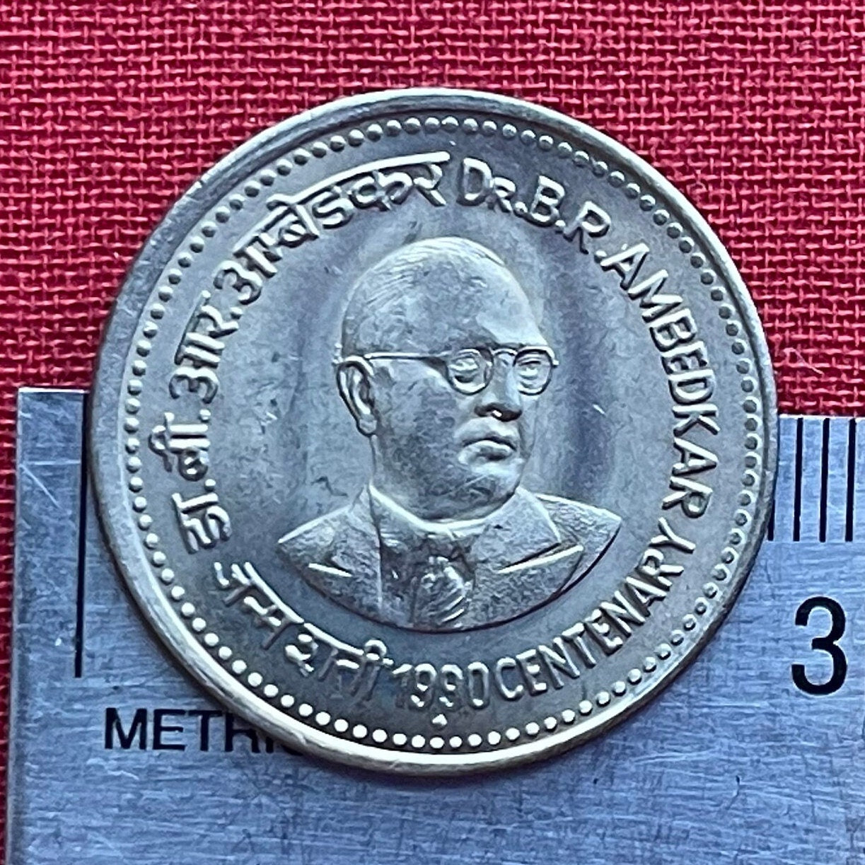 Babasaheb Ambedkar Dalit Buddhist Movement Founder & Ashoka Lion Capitol 1 Rupee India Authentic Coin Money for Jewelry (Social Reformer)