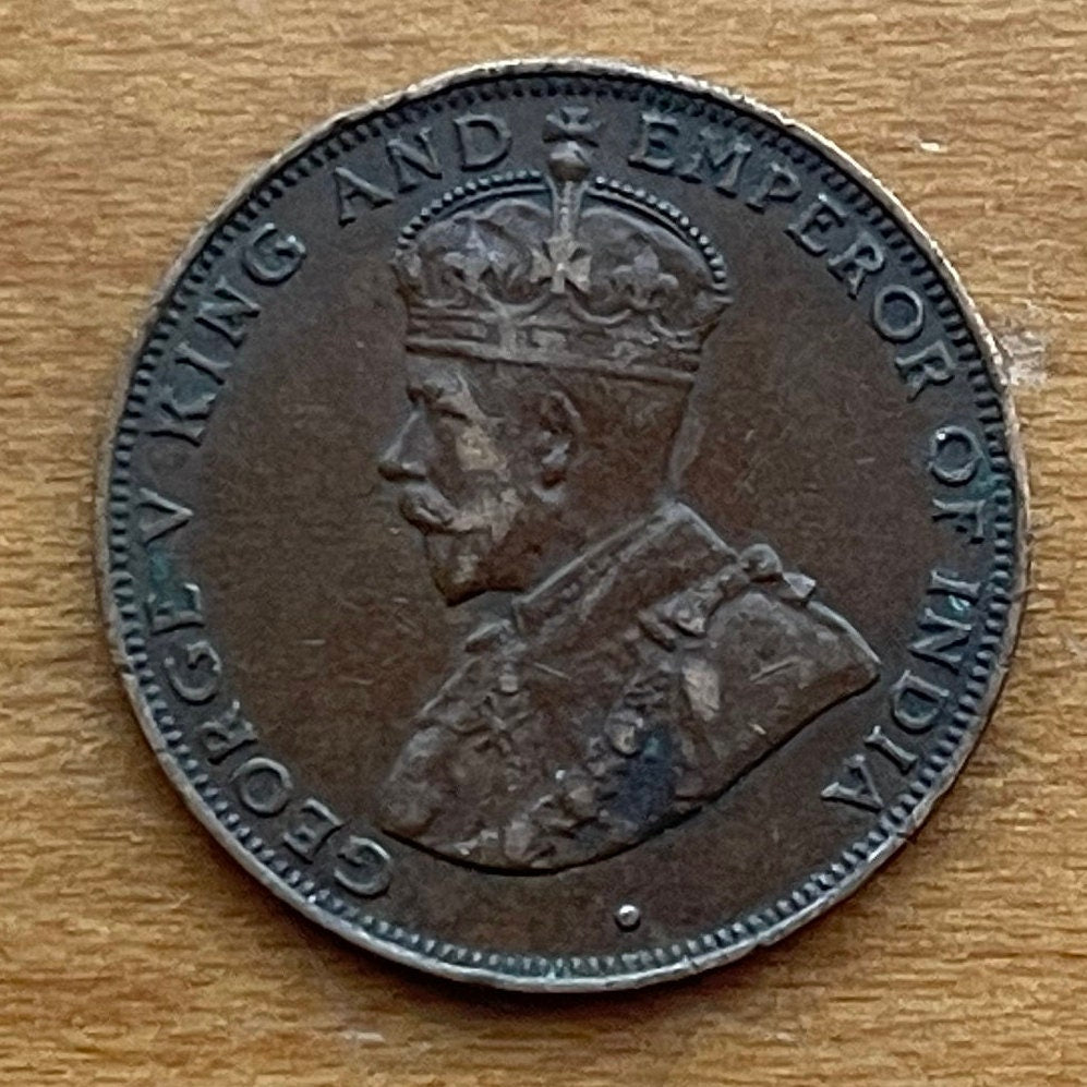 King George V 1 Cent Hong Kong Authentic Coin Money for Jewelry (Emperor of India) Chinese Characters (CONDITION Fine to Very Fine)