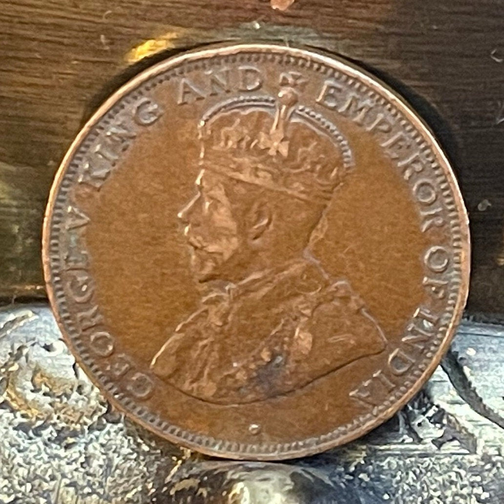 King George V 1 Cent Hong Kong Authentic Coin Money for Jewelry (Emperor of India) Chinese Characters (CONDITION Fine to Very Fine)