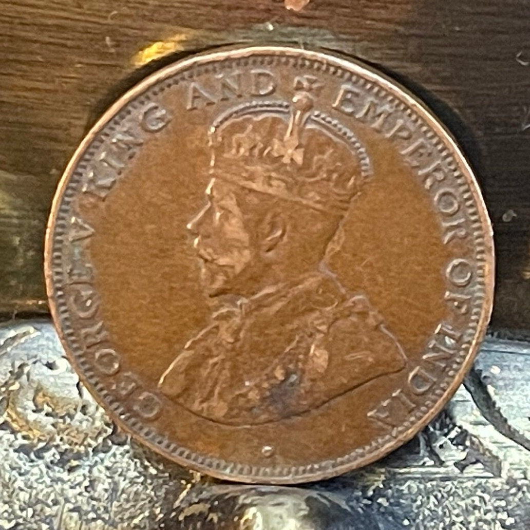 King George V 1 Cent Hong Kong Authentic Coin Money for Jewelry (Emperor of India) Chinese Characters (CONDITION Fine to Very Fine)