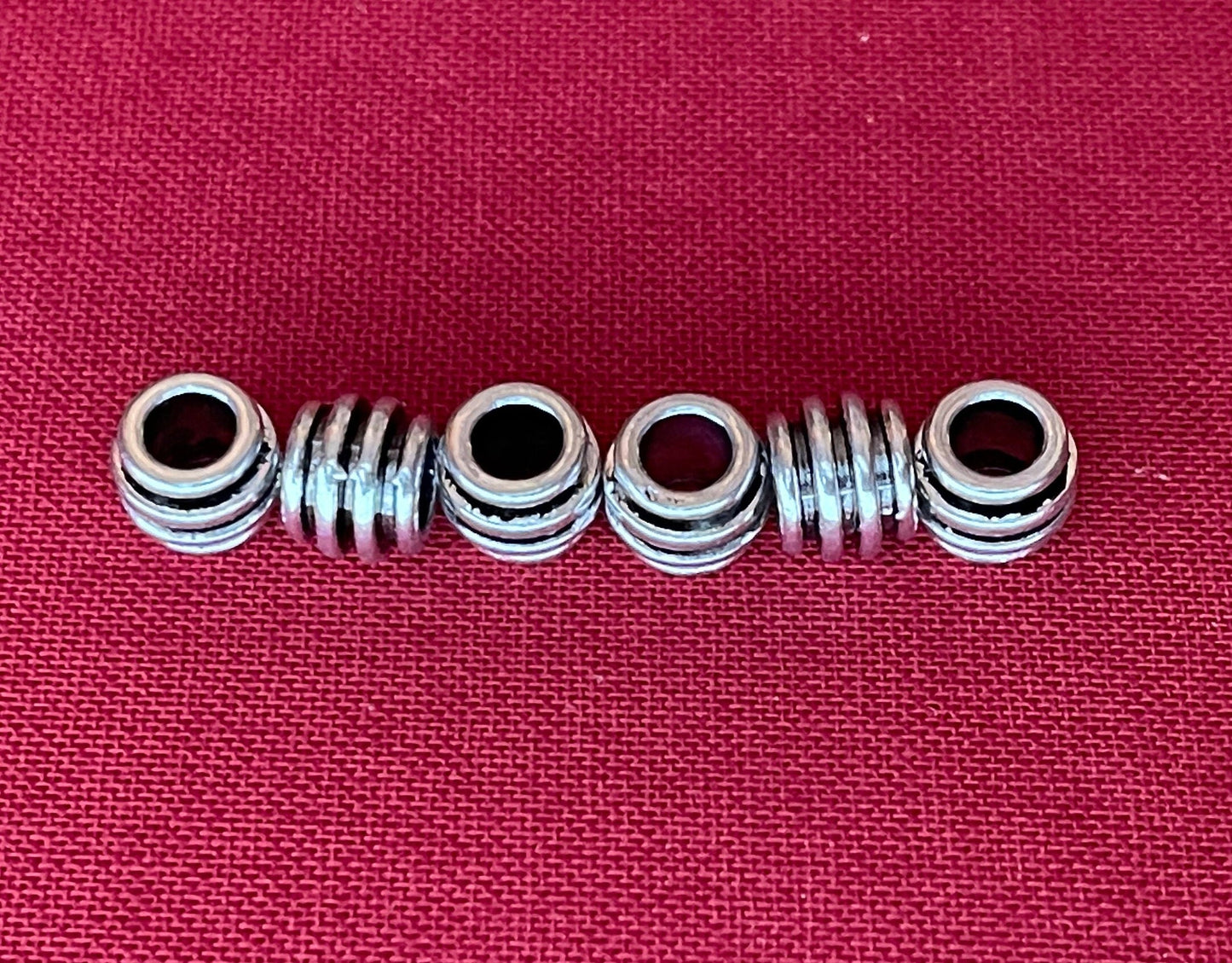 Bali Beads chunky, grooved bee barrel design (lot of 12 or 36) Premium quality large hole striped spacer bead in antique silver