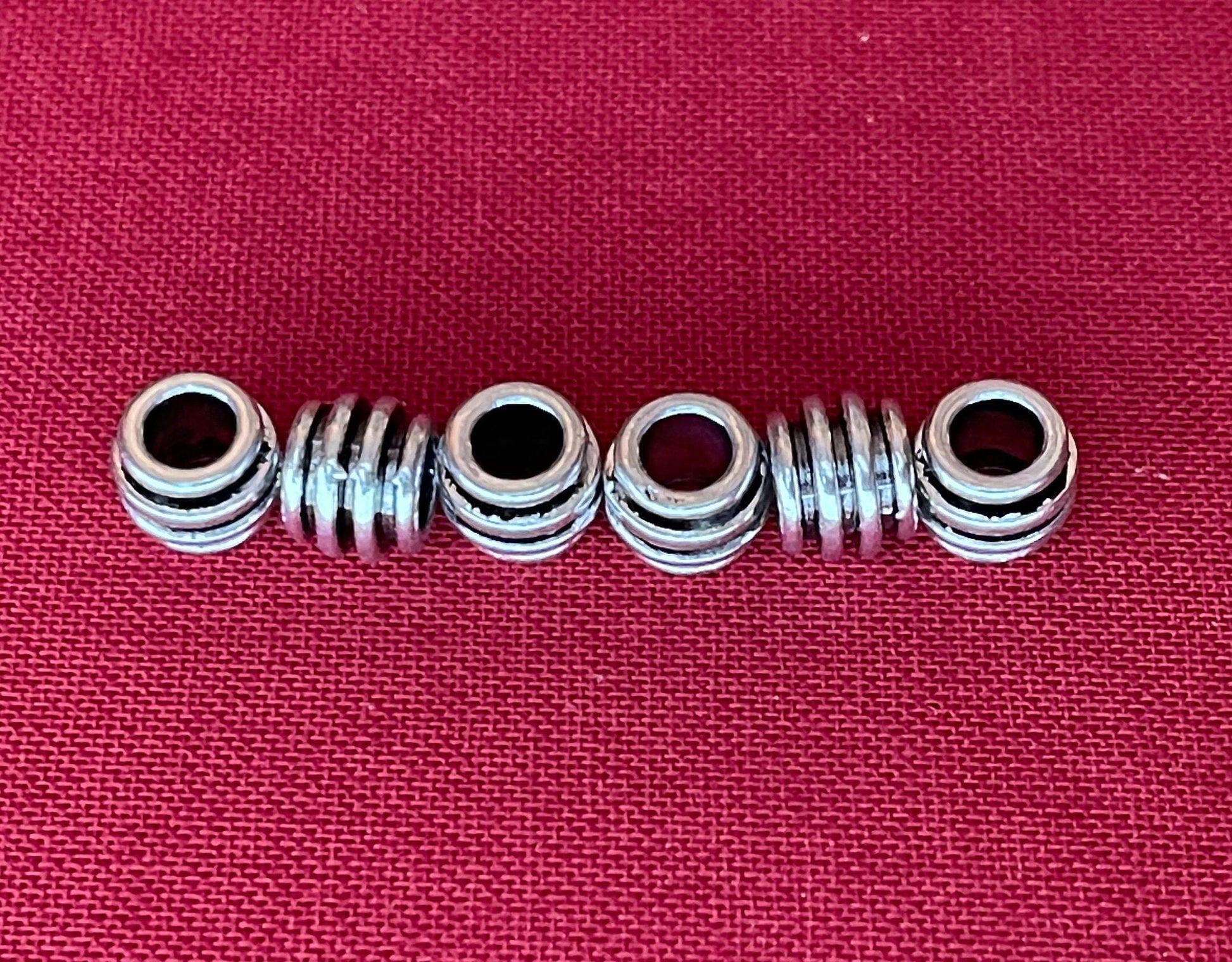 Bali Beads chunky, grooved bee barrel design (lot of 12 or 36) Premium quality large hole striped spacer bead in antique silver