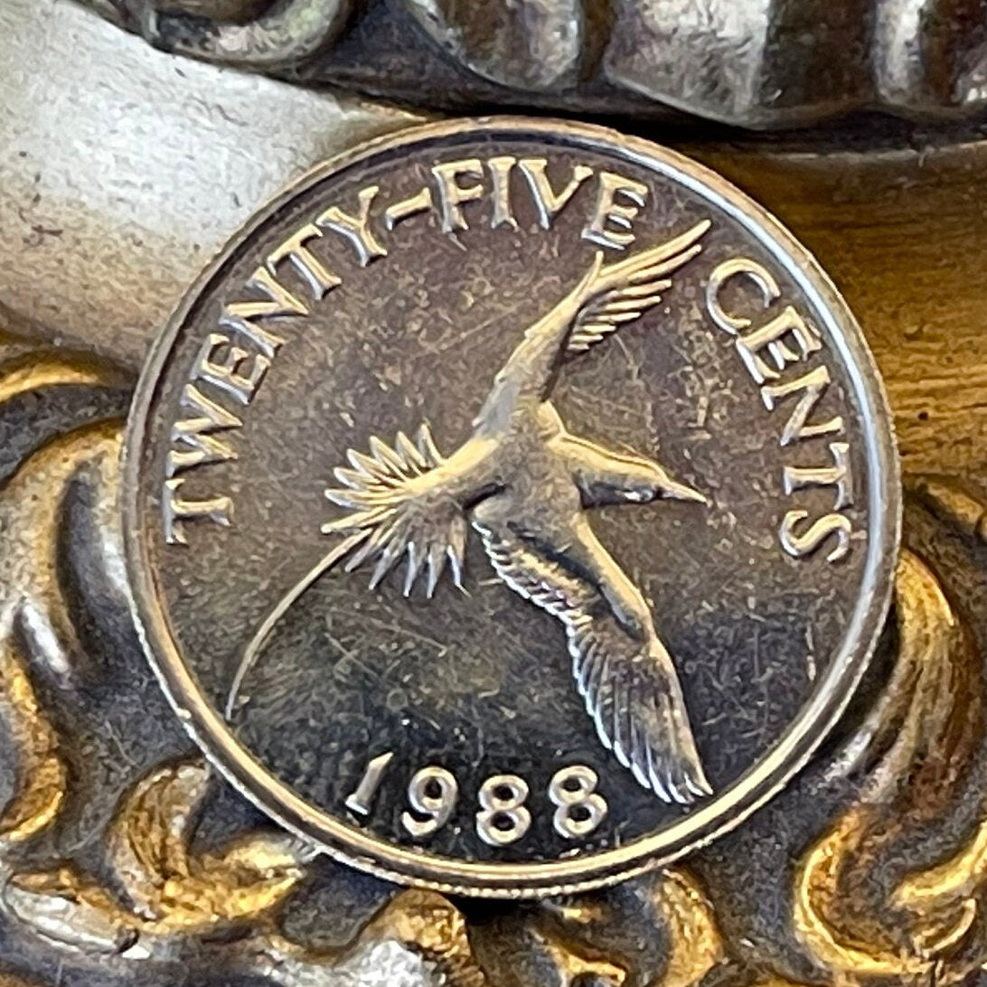 White-Tailed Tropicbird 25 Cents Bermuda Authentic Coin Money for Jewelry and Craft Making (Chamorro Death-Screaming Utak)