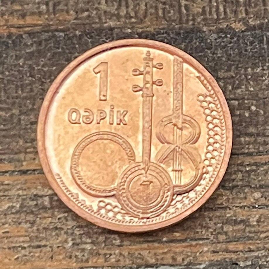 Ghaval Drum, Tar Lute, Kamancha Fiddle 1 Qapik Azerbaijan Authentic Coin Money for Jewelry (Traditional Azeri Mugham Musical Instruments)