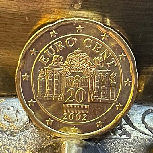 Belvedere Palace 20 Euro Cents Austria Authentic Coin Money for Jewelry and Craft Making (Baroque Architecture) (Peace Treaty)