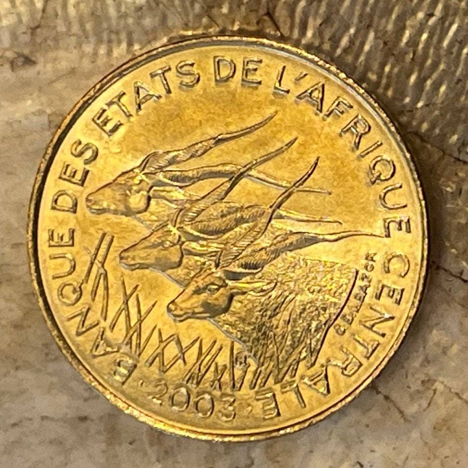 Giant Elands 5 Francs Central African States Authentic Coin Money for Jewelry and Craft Making (Lord Derby Eland) 2003 (Hunting) (Antelope)
